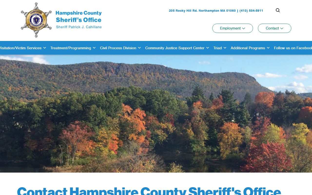 Hampshire County Sheriff contact page for booking releases
